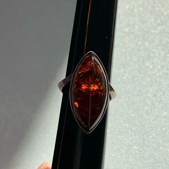 Designer ZIV Baltic Amber sterling ring size 7 - Picture 3 of 9